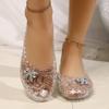 Móda Léto 2025 Dámské sandály S plochou podrážkou Křišťálové dřeváky Dírkované Nazouvací s plochou podrážkou Mělké Římské Želé boty Plážové sandály