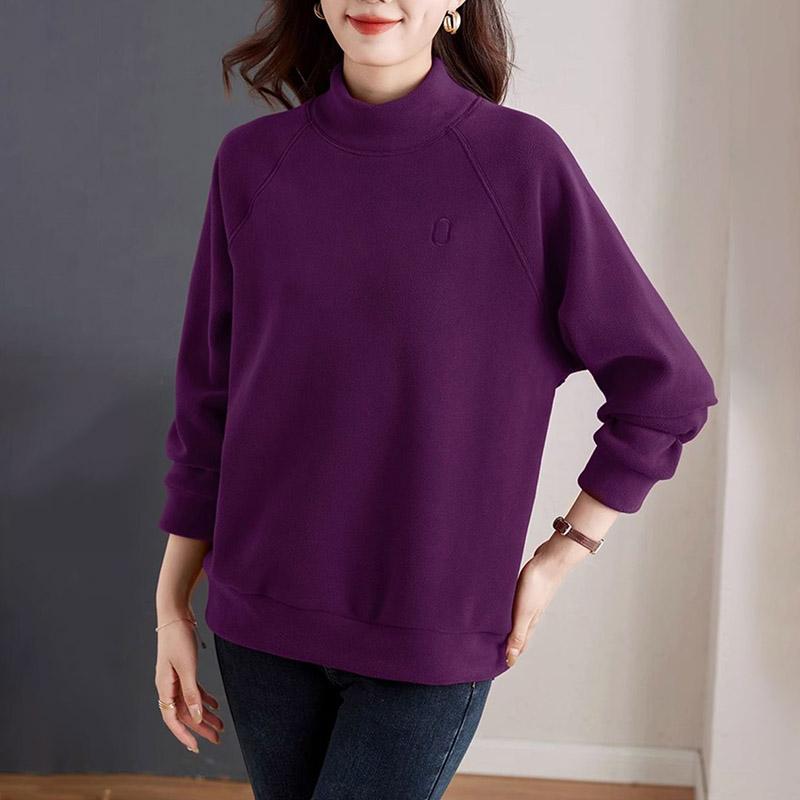 Sweatshirt for Women Cotton Oversize Fleece Thickened Loose Round Neck Casual Half Turtleneck Pullover Long Sleeve Top Sweatshirt