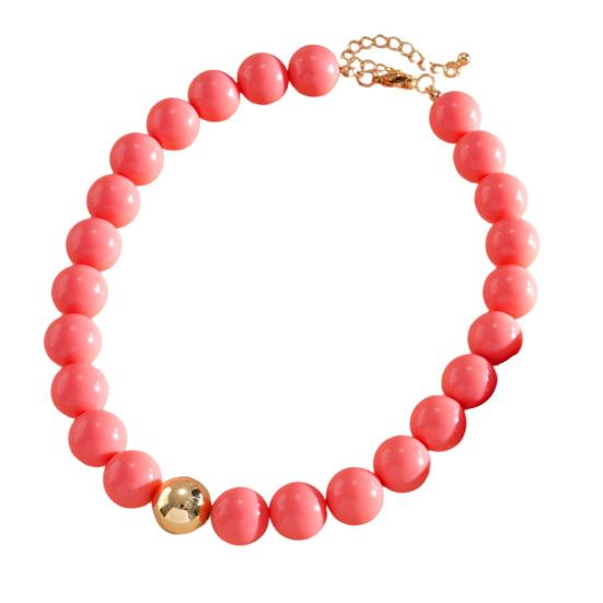 Perlenschmuck für Damen, Acryl-Kettenhalsband mit großen Perlen, Elastisches Armband mit runden Perlen, Sommerliches Retro-Accessoire