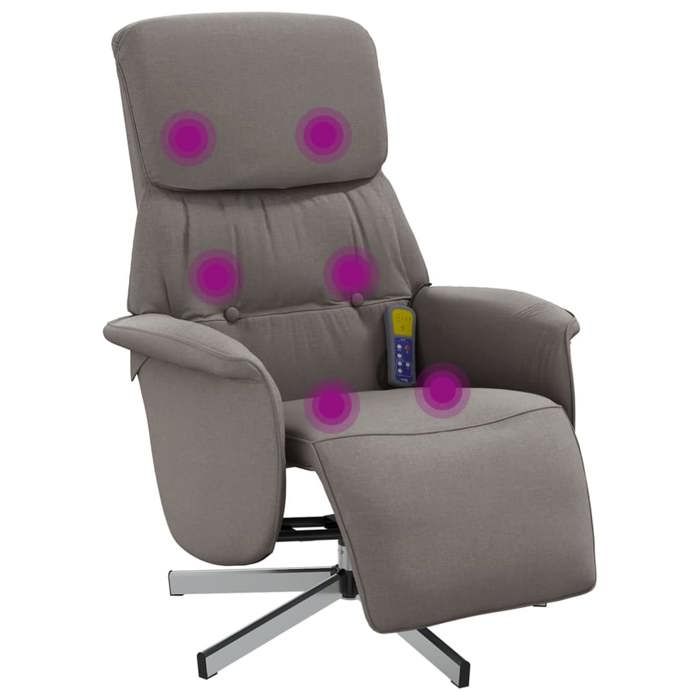 VidaXL Reclining Massage Armchair with Footrest Taupe Fabric 356674