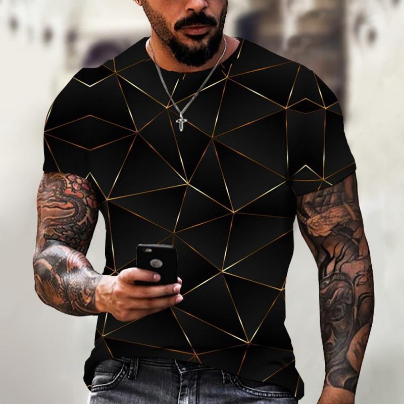 Summer Round Neck 3D Terrifying Magma Print Top Fashionable Casual Short Sleeved Men's T-shirts