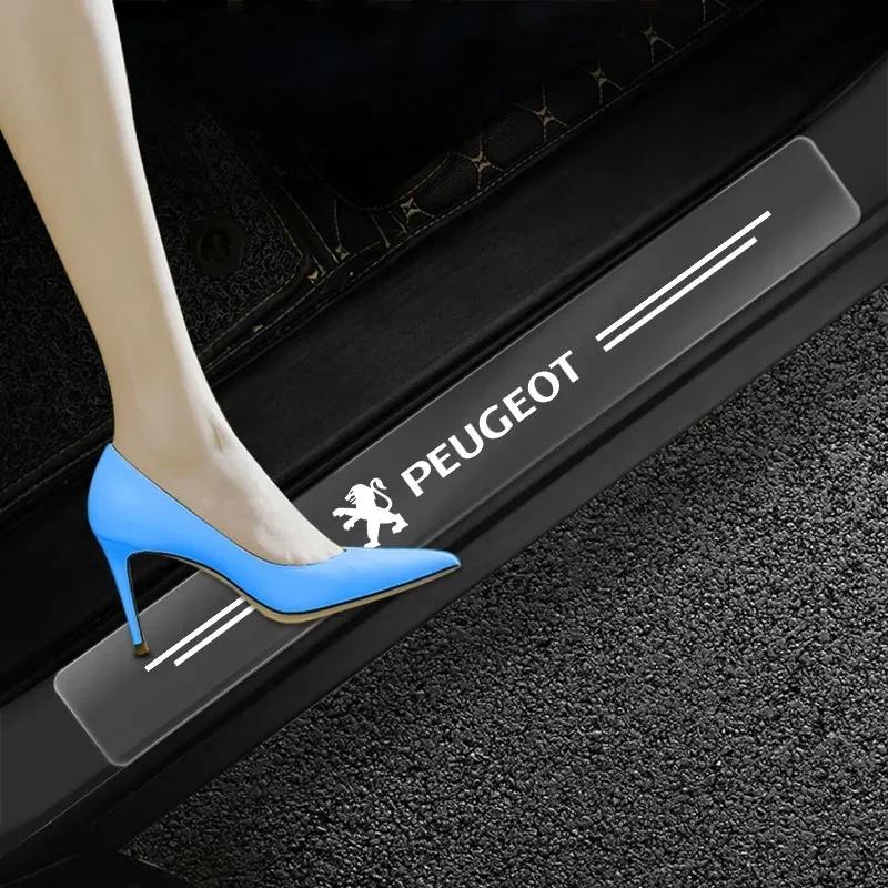 2026 Gorąca Naklejka Samochodowa Ochraniacz Progu Samochodu Przezroczysta Dekoracyjna Naklejka z Odznaką Dla Peugeot 308 307 206 208 207 3008 508 407 2