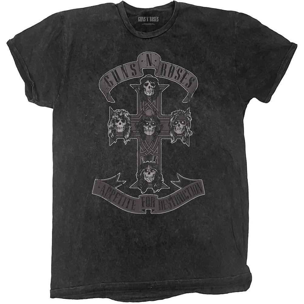 Men s Guns N Roses Monochrome Cross (Dip-Dye) Tie Dye T-shirt Medium Black L