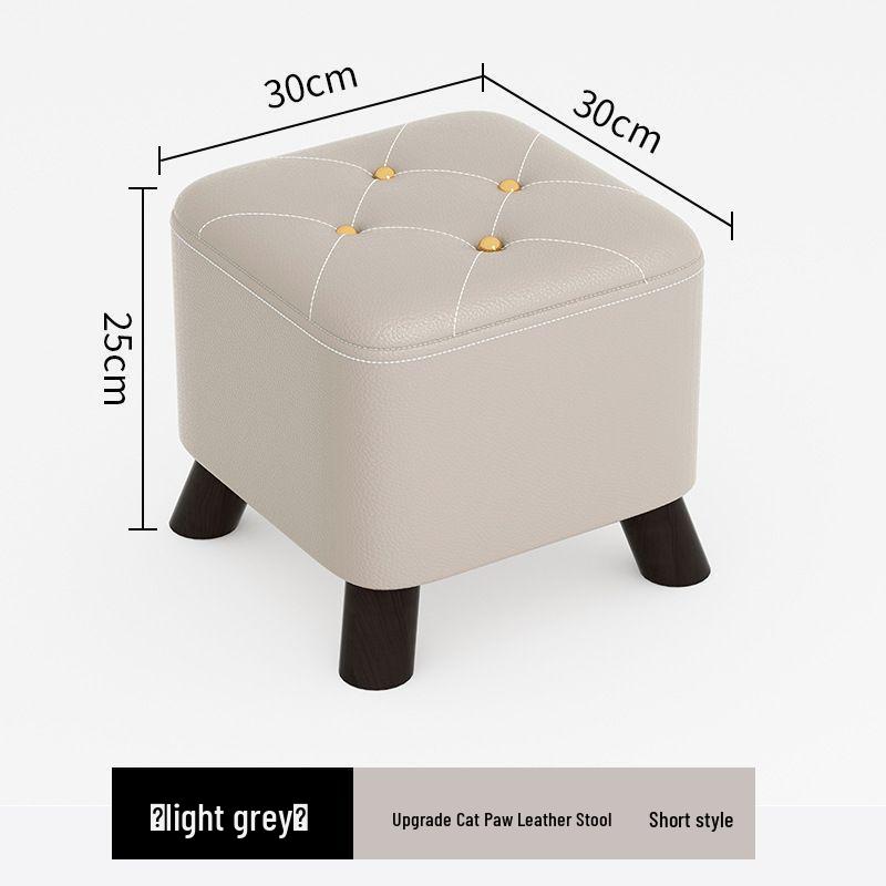 Solid Wood Footstool: Creative Tech Fabric, Multi-Use Coffee Table or Sofa Stool for Living Room
