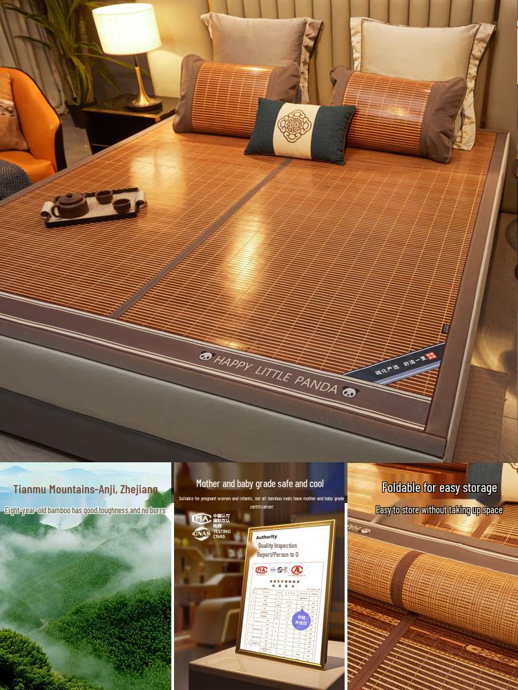 2024 Summer Hard Bamboo Cooling Mat: Foldable, Double-Sided for Dorms and Bedrooms