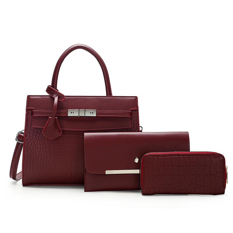 Multi-piece Set Women's Bag New Large-capacity Handbag Solid Color Simple Shoulder Messenger Bag Mother and Child Women's Bag