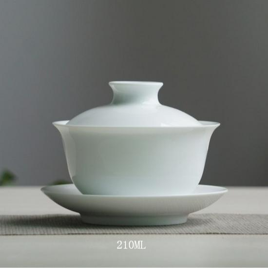 Jingdezhen Ceramic Gaiwan: White Porcelain Large Three Talents Tea Cup