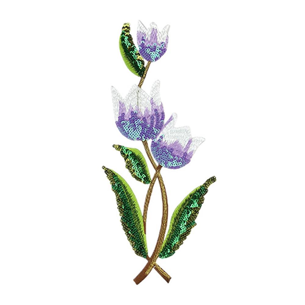 High Quality Large Size Flower Patch Shining Sequins Glitter Embroidery Iron on Patch Applique Patch For Clothes DIY Applique