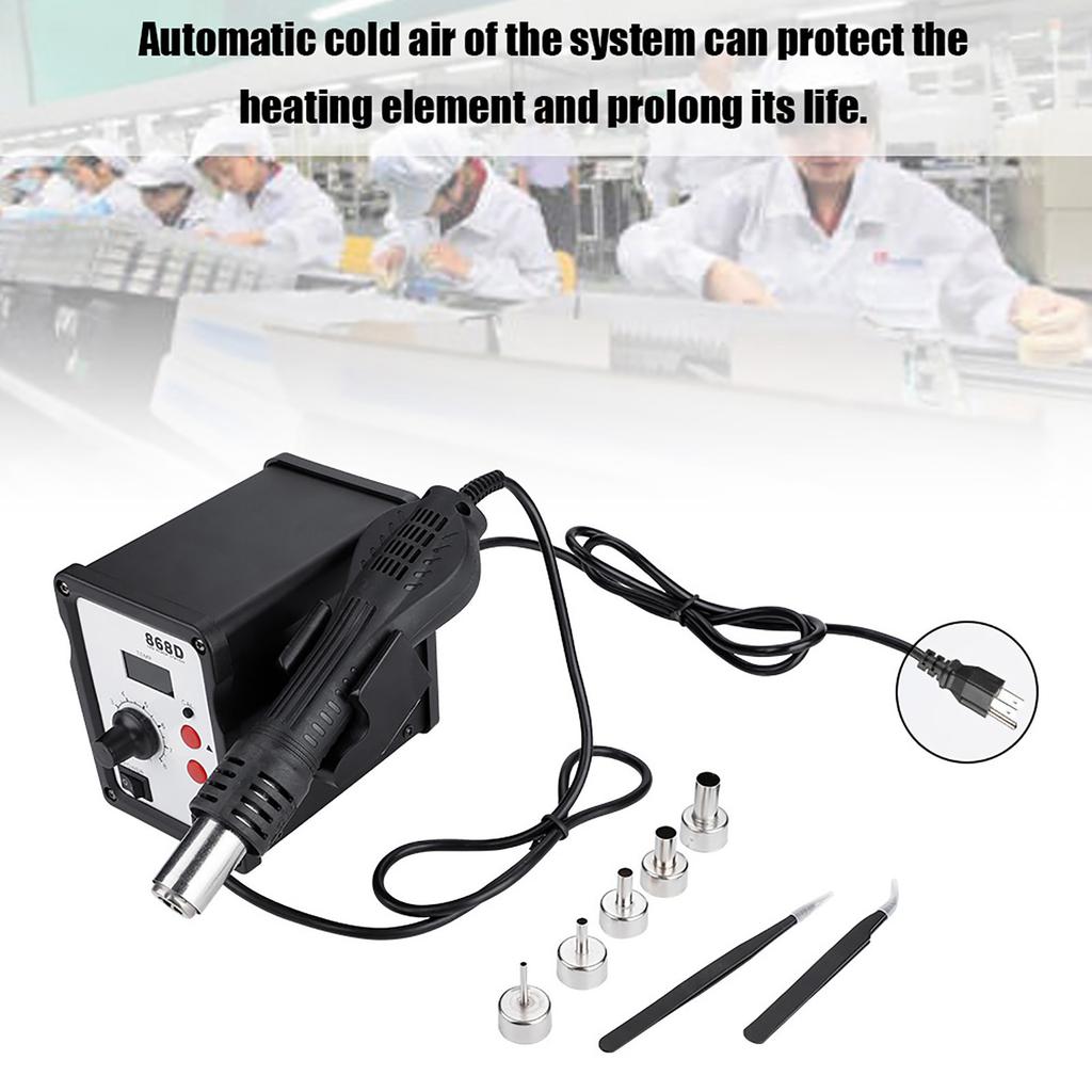 868D 700W Cyfrowy Wyświetlacz Hot Air Gun Heat Gun Stacja Lutownicza z 5 Dyszami
