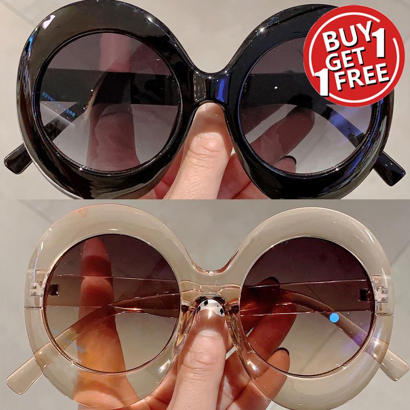 2 Pairs Oversized Round Sunglasses Women Gradient Multi Color Vintage Shades Casual Outdoor Vacation Sun Glasses