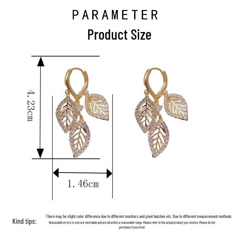 Euro-American Luxury Zirconia Leaf Tassel Earrings for Women - Unique, Shiny, and Stylish Design