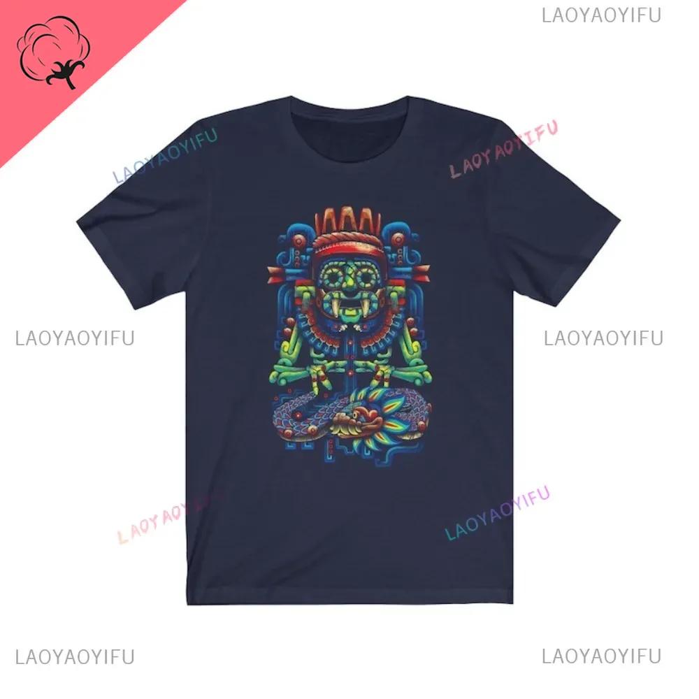 Tlaloc Quetzalcoatl Aztéčtí Bohové Starověcí Bohové Mexické Tričko Pánské Aztécké Tričko Aztécký Potisk Trička z Mexika Mexické Oblečení Muži