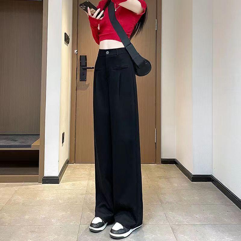 

Gray Wide-Leg Palazzo Pants for Petite Women - Drapey, Versatile, Straight-Leg, XS (for 145-150cm) XS (60-79 jin)