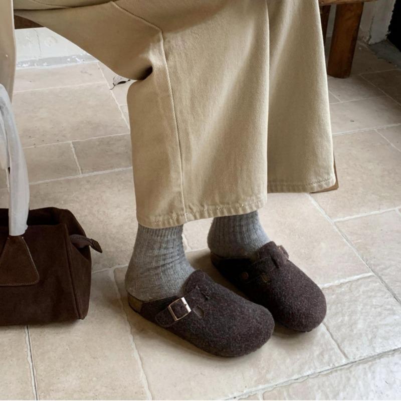Baotou Half Slippers Woolen Slippers Women's Winter Wear New Thick-bottomed Velvet Woolen Cotton Mop