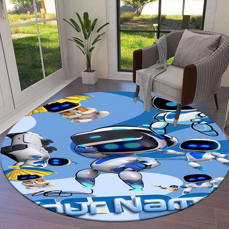 ASTRO BOT Custom Name Round Area Rug,Carpet Rug for Living Room Bedroom Sofa Playroom Decor,Non-slip Floor Mat