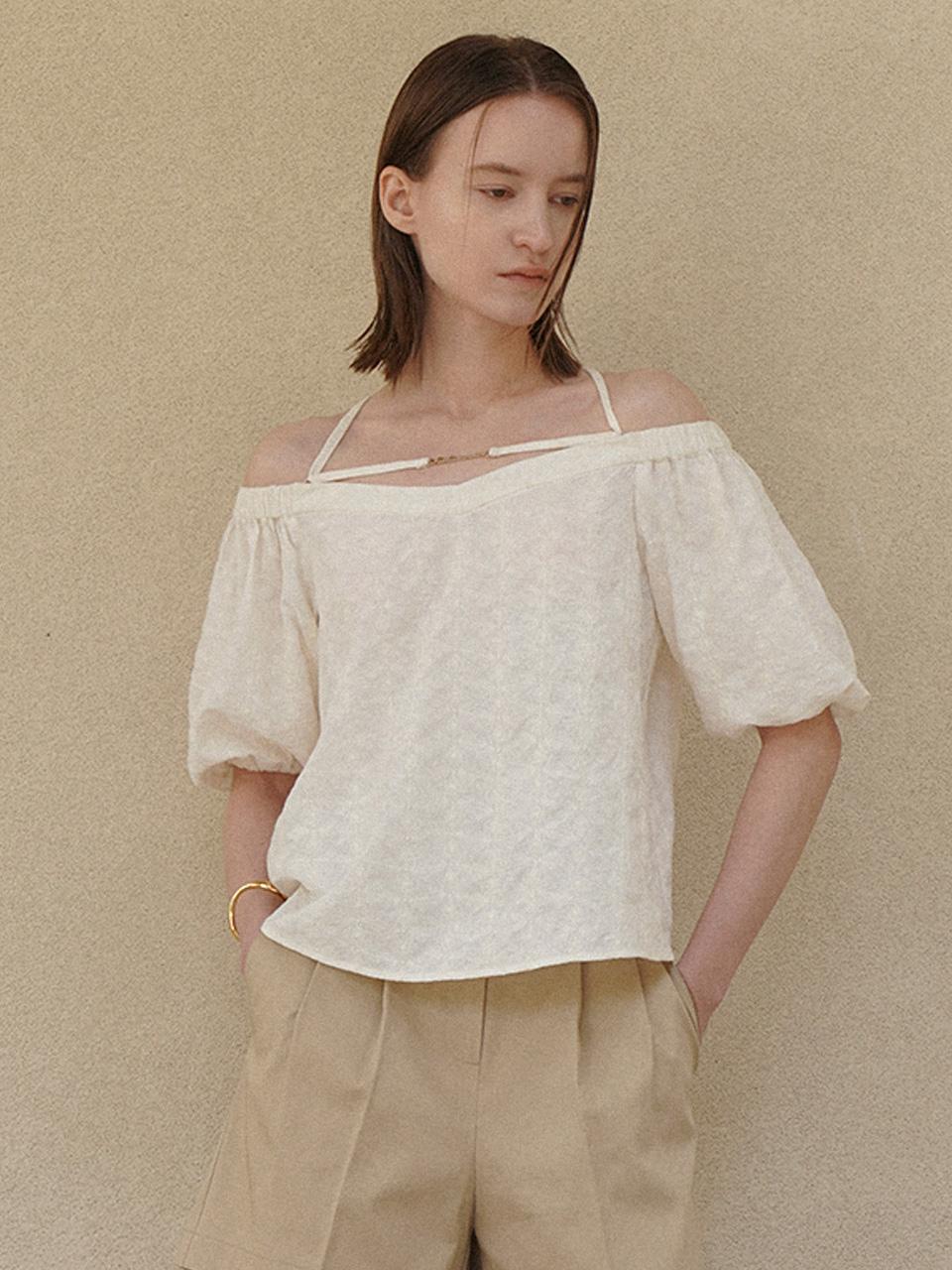 Atelier Nine Off-Shoulder Lace Blouse(Bl-4245) Ivory/Free
