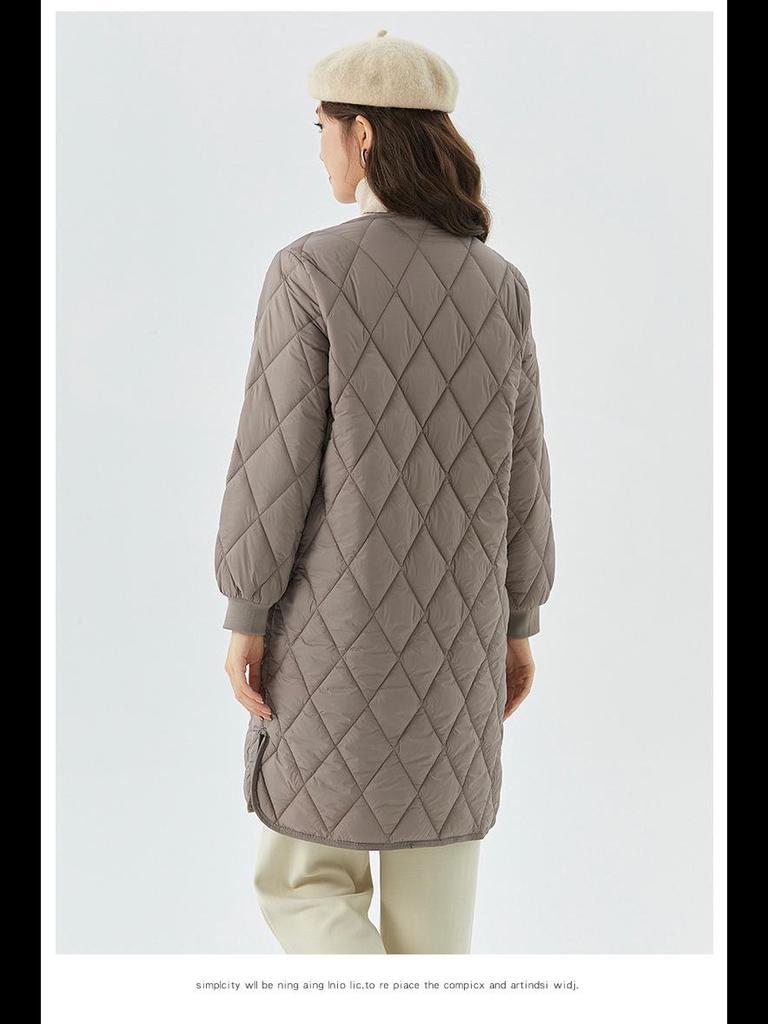 Women's Quilted Long Cotton Coat with Fur-Trimmed Sleeves 2401