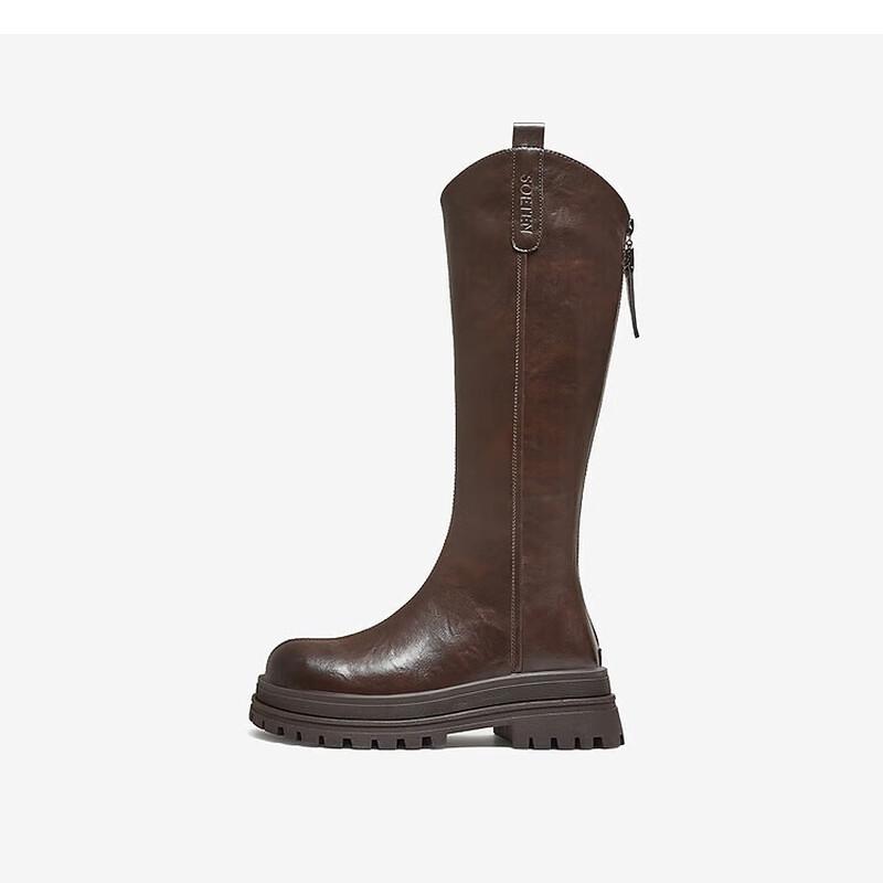 BASTO Women's Winter V-Cut Thick-Sole Tall Boots