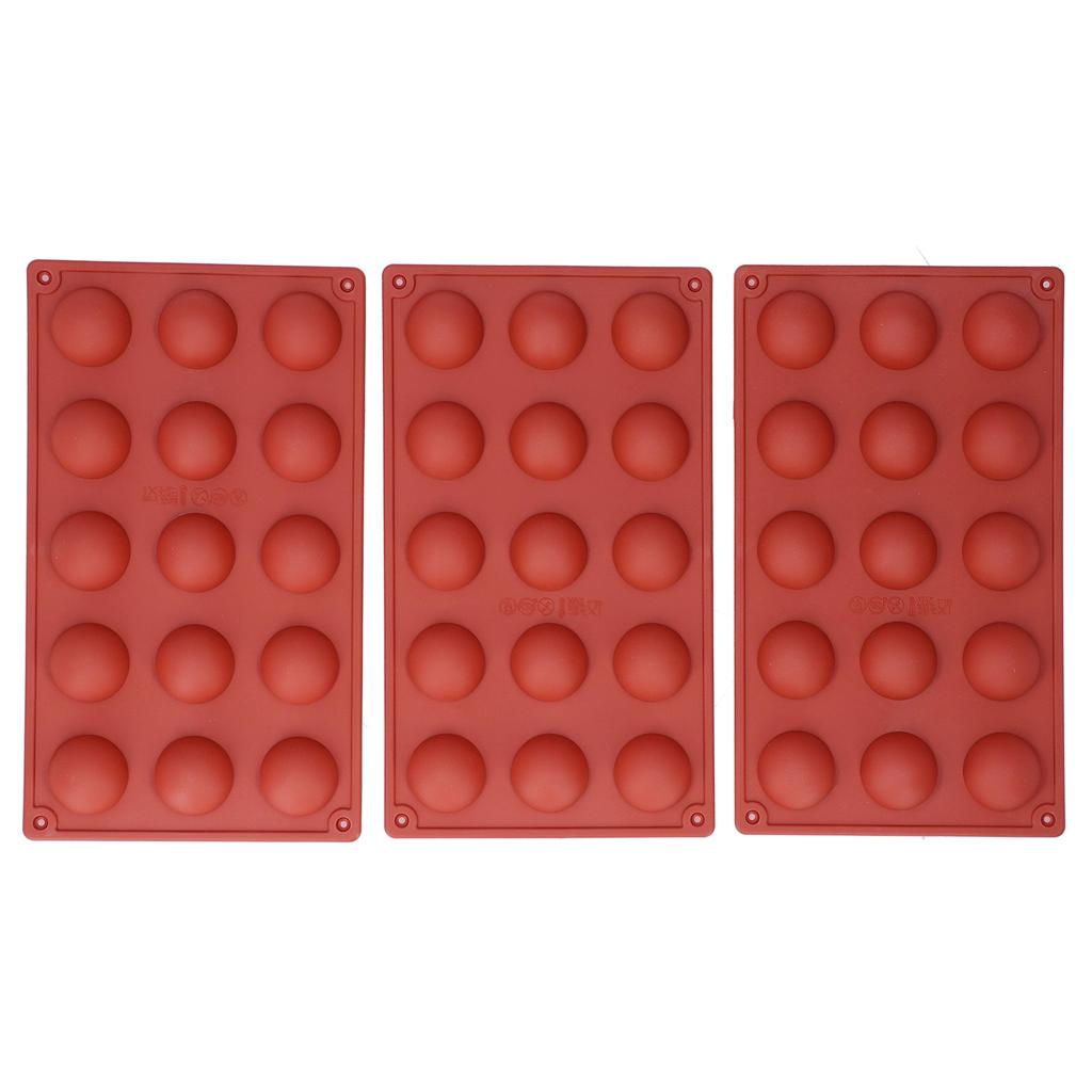 3 Stück Kuchenform 15 Löcher Halbkugelförmige Silikon Schokoladenform Lebensmittelqualität Dessert Backform