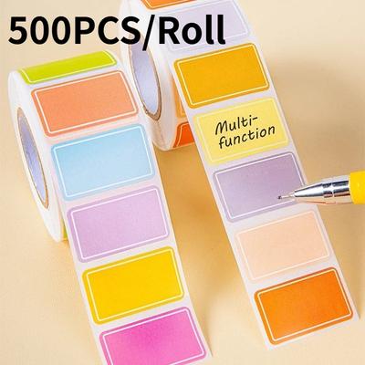 500PCS/Roll Color Label Sticker,Name Sticker,Self-adhesive Index Label,File Classification Label Paper,Back To School Stationery