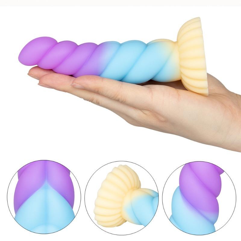 Small Twist Color Granules Jelly Fluorescent Glow-in-the-dark Penis Spiral Anal Plug Sm Sex Toys