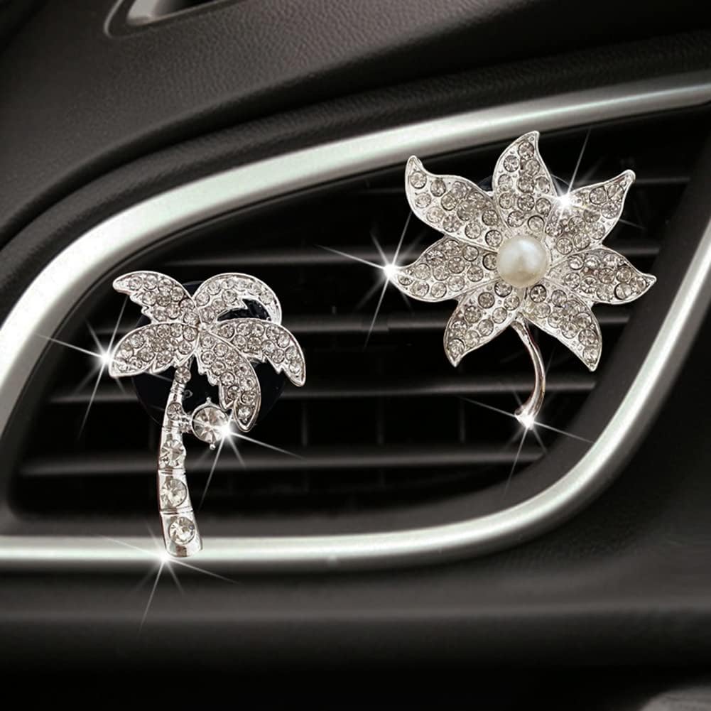 Car Perfume Clip Zcargel Bling Maple Leaf Aromatherapy Clip Diamond Vent Decorations Aromatherapy Clip For Car Air Outlet Car Coconut Palm
