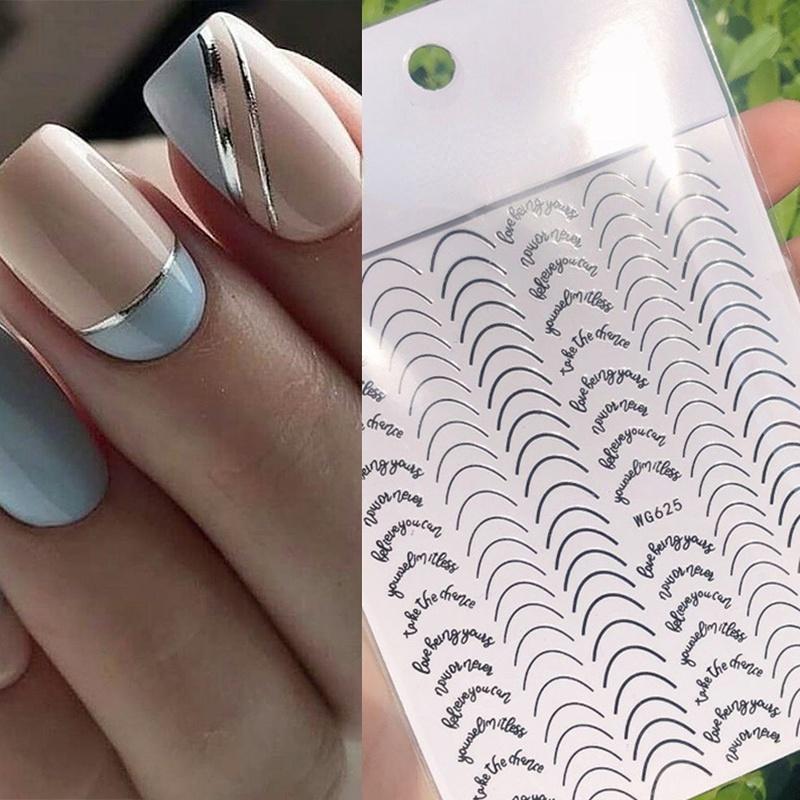 Nail Art Sticker 3D Adhesive French Nail Art Jewelry 6 Colors Imitation Metal Line Three-dimensional Nail Art Decal YSL