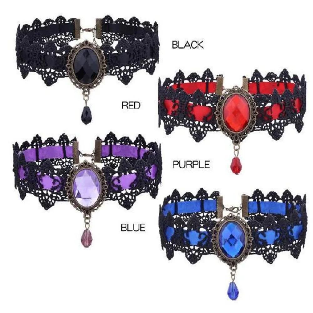 Collane Sexy Choker Gotici in Pizzo Nero con Cristalli Collana Choker da Collo Choker Vittoriano Vintage per Donna Gioielli Steampunk