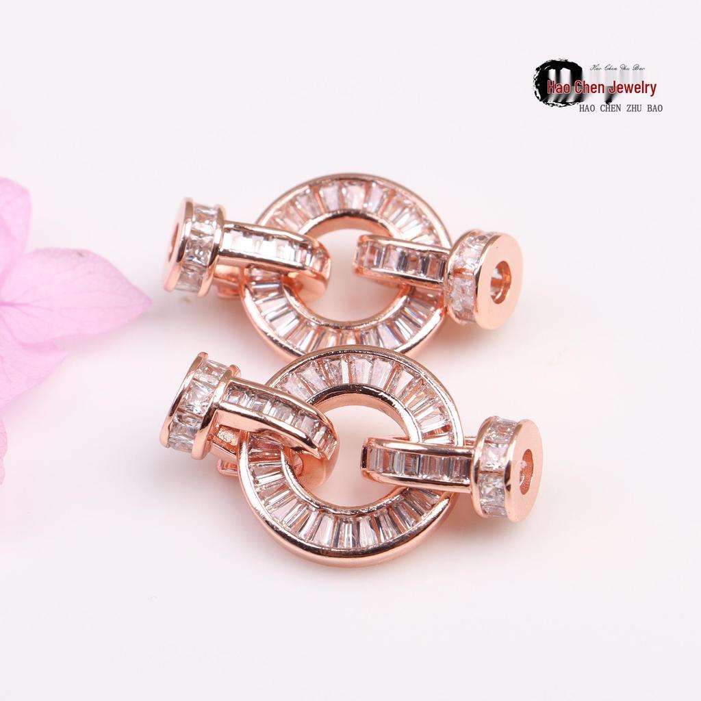 14k Gold-Filled T-Diamond Cubic Zirconia Pearl Buckle for DIY Jewelry & Sweater Chains