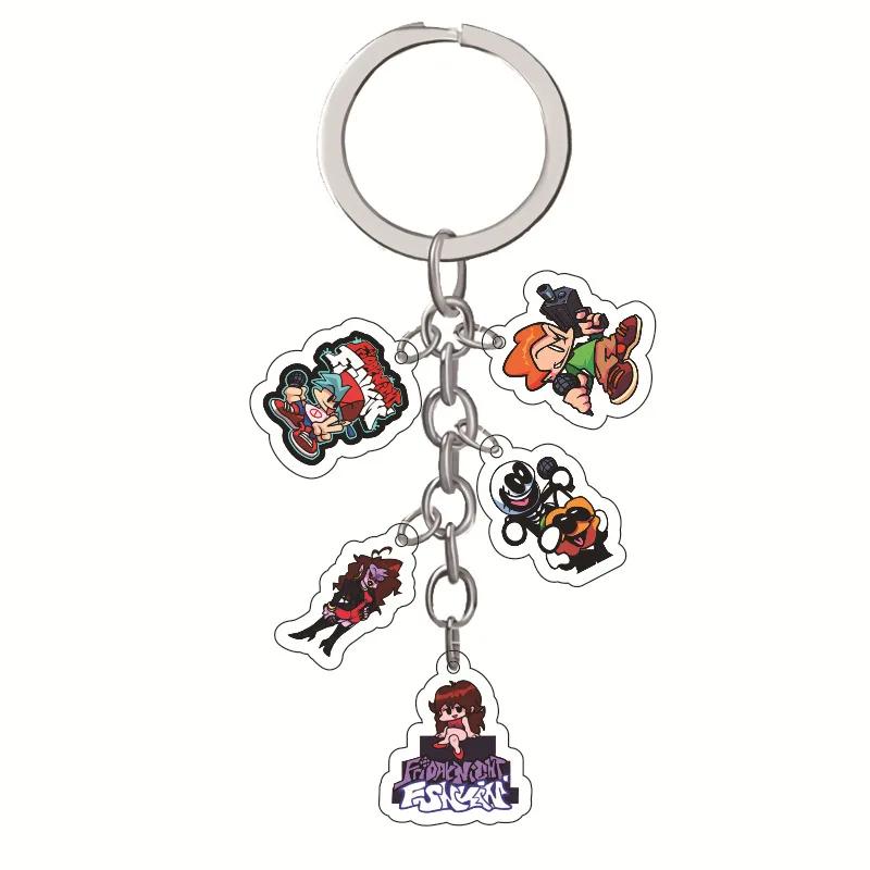 

Friday Night Funkin Anime Keychains for Car Acrylic Cartoon Figure Girl Boyfriend Pico Women Men Key Chain Ring Bag Fans Gifts