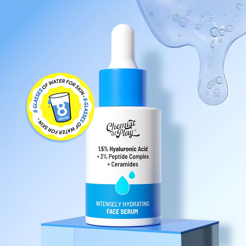 Chemist At Play Hyaluronic Acid Face Serum 30ml With Peptides & Ceramides for Hydrated Plump Skin