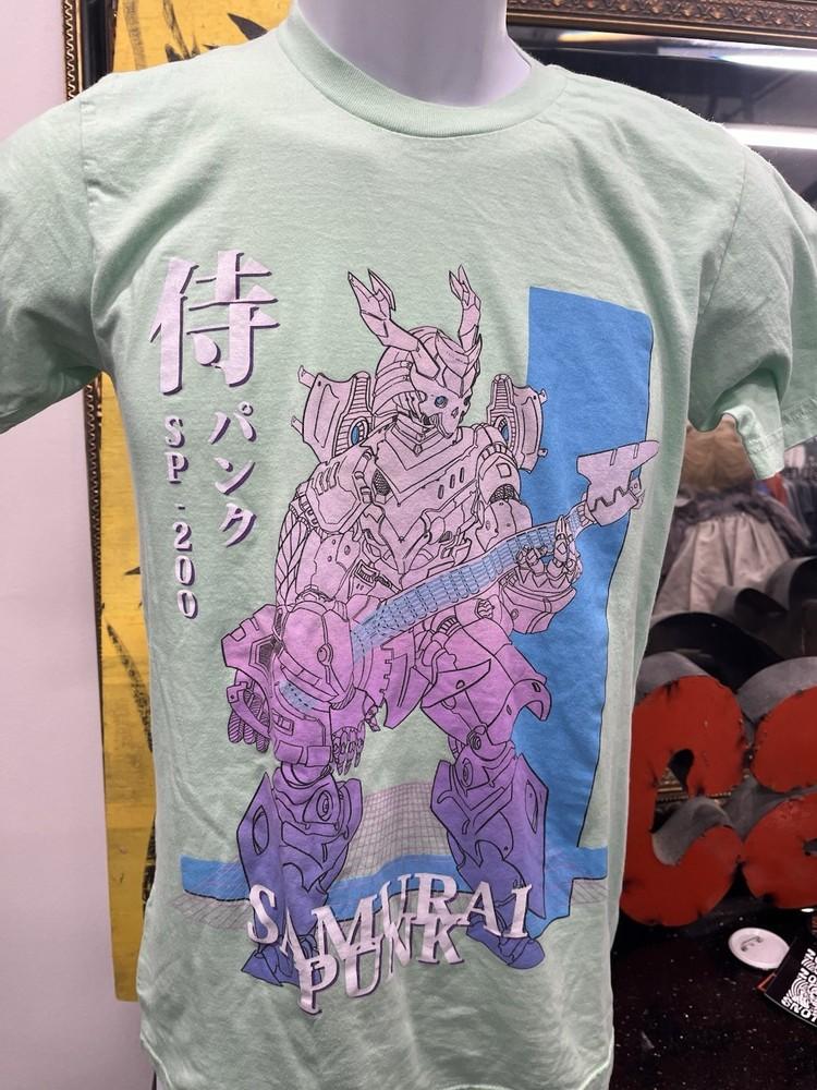 Samurai Punk T-Shirt 100% Cotton Green XS American Apparel Unisex T-Shirt XXXXL