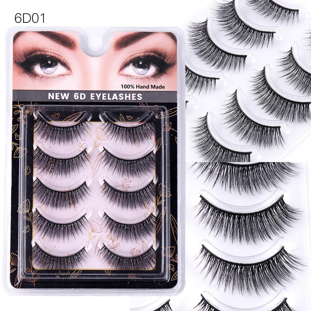 5 Pairs Of Eyelashes 6D Chemical Fiber Three-Dimensional Multi-Layer Crossed False Eyelashes Naturally Curl Eyelashes