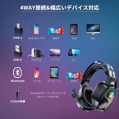 Ozeino Gaming Headset Gaming Headphones Ps5 Ps4 Switch Headset Bluetooth Headphones Wireless [TYPE-C&USB Wireless Receiver/Bluetooth/3.5mm Wired 3WAY