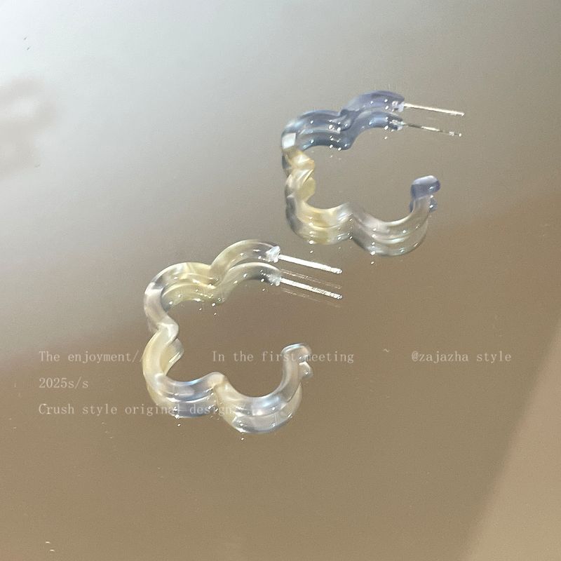 

Cute Blue Flower Earrings for Women Summer Seaside Vacation Style Stud Earring Accessories Dopamine Special-Interest Design Pink Earrings Blue White-Silver Needle