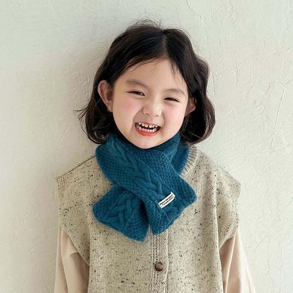 Trendy Children Knitted Scarf Elastic Winter Cross Muffler  for 2-8 Years Old