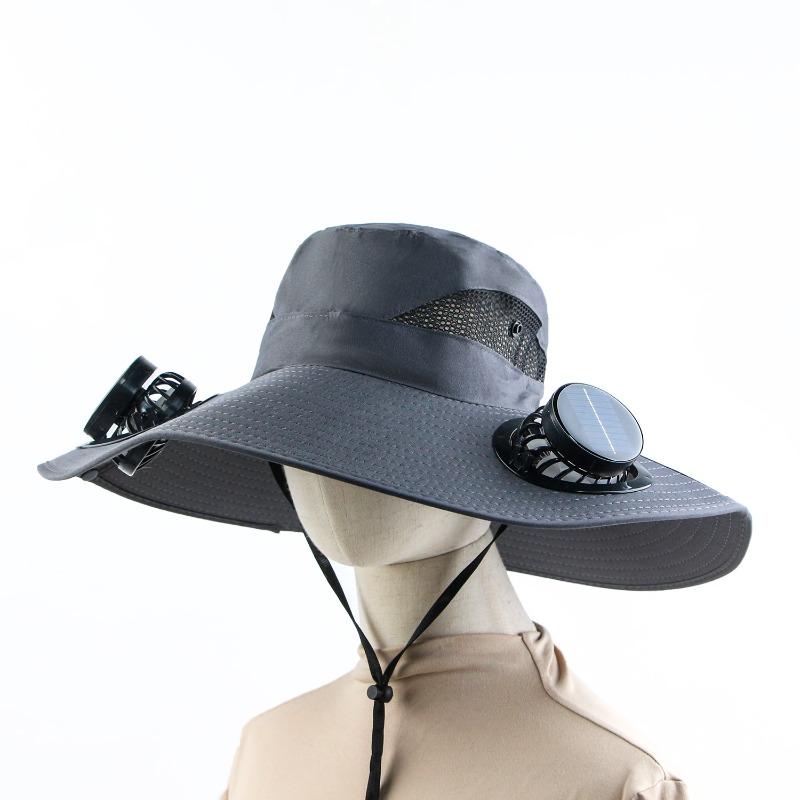 Solar Fan Camouflage Hat Men's Summer Fishing Hat Visor Hat Big Eaves Hat Sun Protection Hat Outdoor Bucket Hat