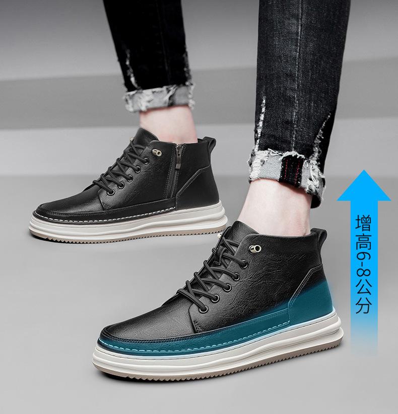נעלי גברים מעור אמיתי להגבהה נעליים להגבהת גובה נעלי סניקרס גברים עם סוליה עבה מדרסים להגבהת גובה לגברים 6 ס"מ