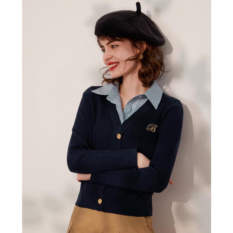 

Bailuyu Women s Faux Two-Piece Striped Knit Top L