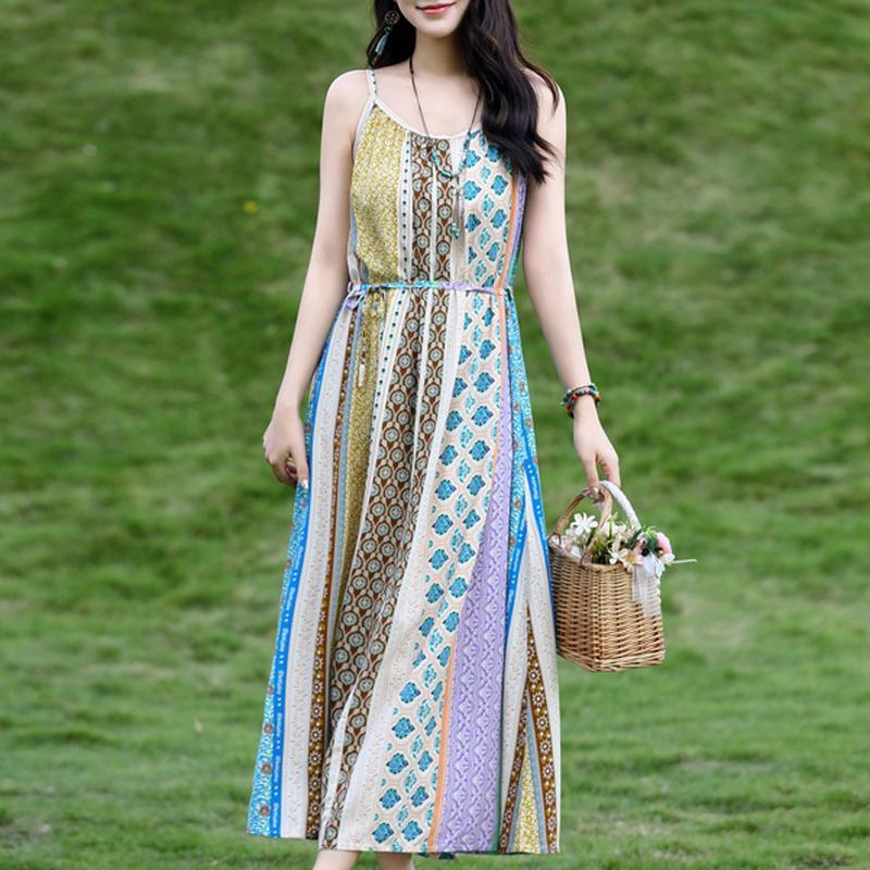 

Жіноча сукня великого розміру Літній вінтажний одяг Вільні елегантні довгі сукні XL