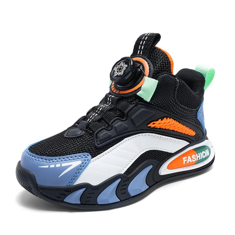 Girls' middle-aged and older children's basketball shoes, light boys' sports shoes, 2025 new spring leather children's sports shoes