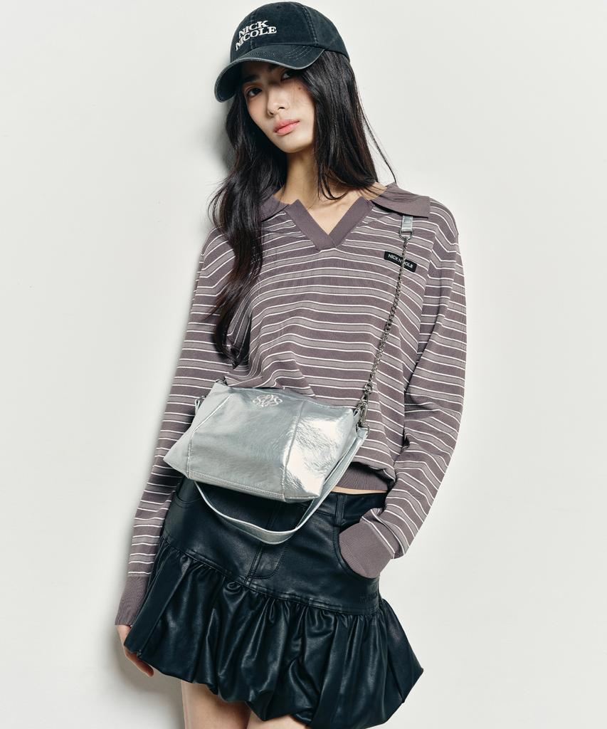 NickNicole Nicole Square Shoulder Mini Chain BagSilver
