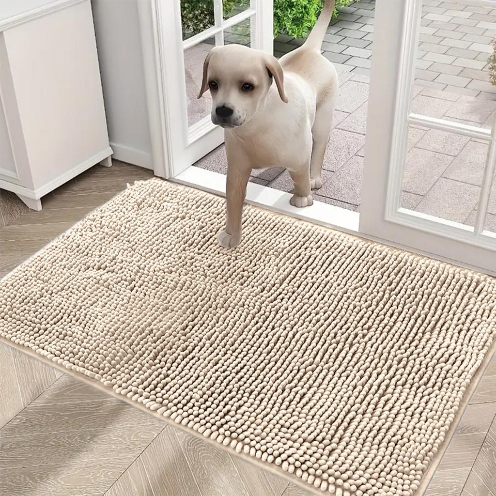 Solid Color Pet Door Mat Super Absorbent Extra Dense Chenille Soft Bathroom Non-slip Floor Mats Dirt-resistant Entrance Mat