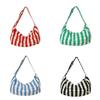 Striped Pattern Canvas Tote With Inner Hidden Zipper Pocket For Women On The Go