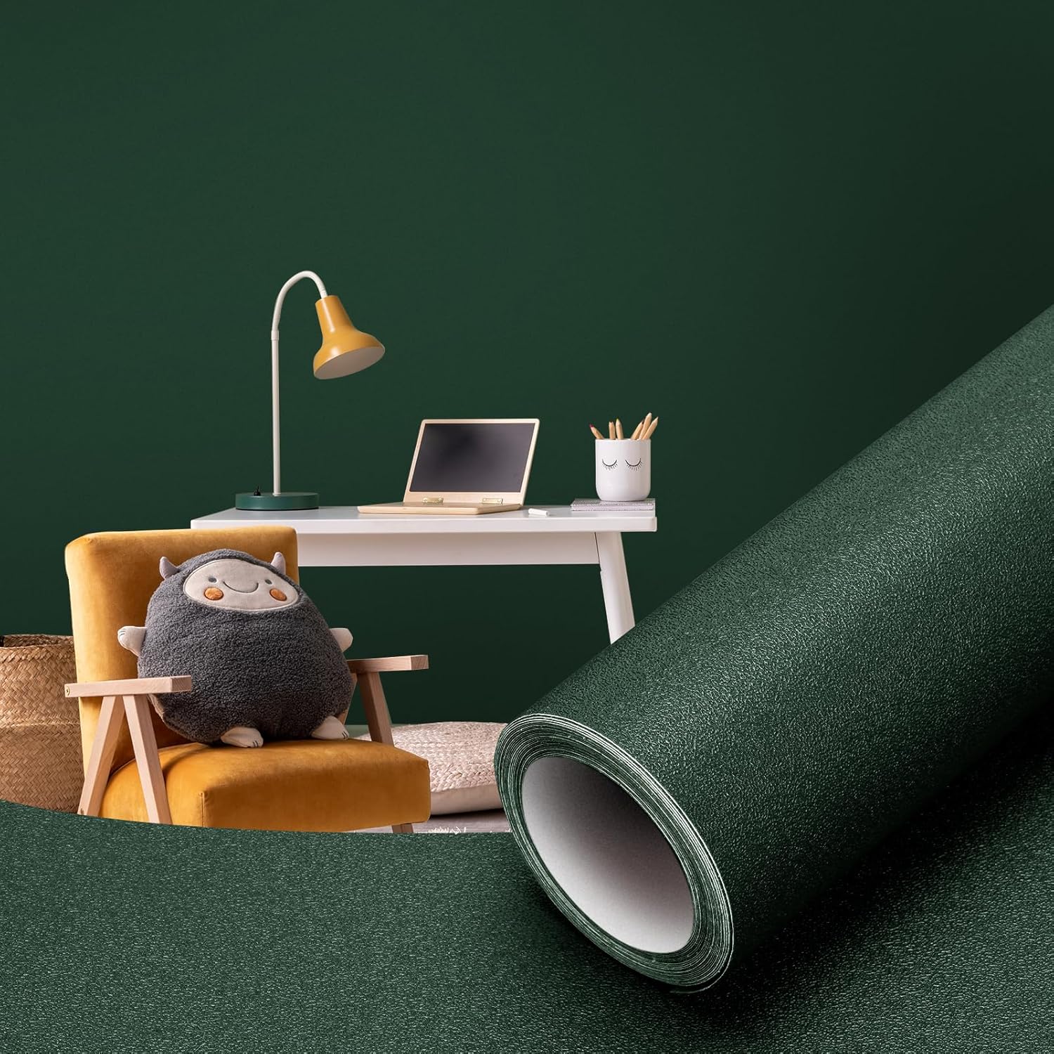 

Ширина 55 см Самоклеюча плівка Зелена Матова Потовщена Наклейка Меблі Кухня для Шаф Столів Стіна DIY Ремонт Шпалери 40cmx2M