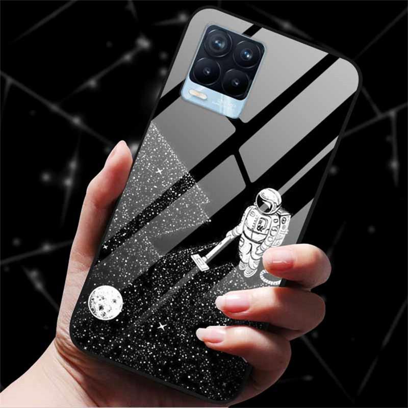 For Realme 8 Case Tempered Glass Hard Back Cover Case For Realme 8 5G 8i Realme 8 Pro Phone Case Cover Realme8 Pro Soft Bumper