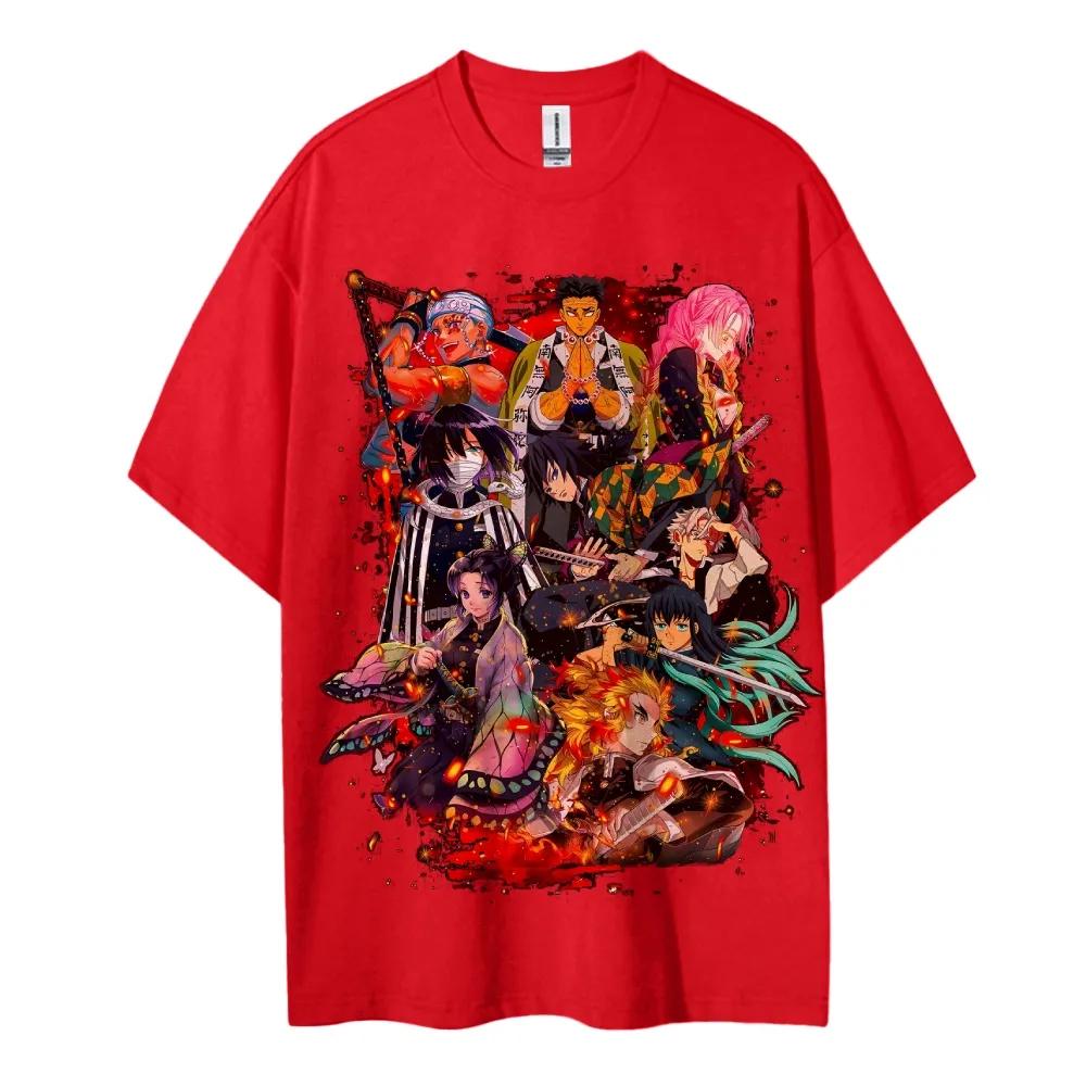 T-shirt Demon Slayer Uomo Cotone Puro Casual Girocollo Manica Corta Abbigliamento Estivo Sportivo Casual Top a Manica Corta