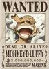 Plakat Poszukiwany One Piece Luffy 3 Miliardy Jenów Oficjalny Plakat Poszukiwany Wydany przez Marynarkę Rozmiar A3 Oficjalny Produkt - - - - -