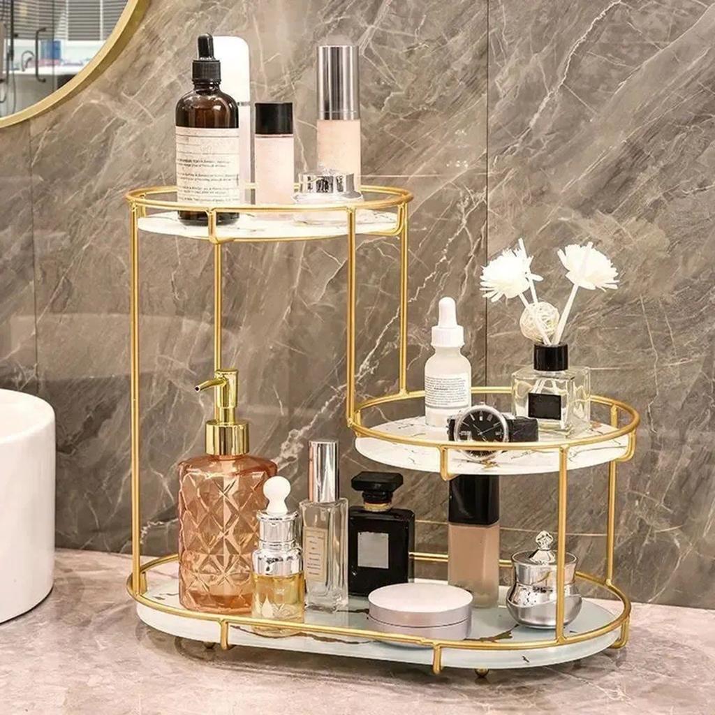 Luxury Iron Art Uv Board Cosmetics Storage Rack Makeup Organizer Dressing Table Shelf Bathroom Iron Bird Cage Holder A