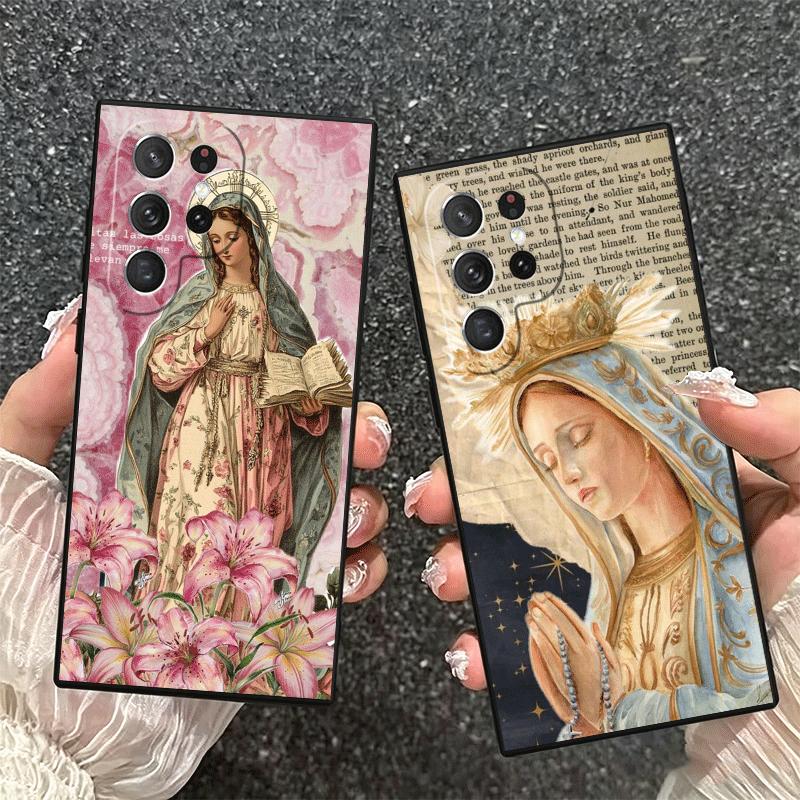Virgen Mary Virgin De Guadalupe Soft Phone Case for Samsung Galaxy S26 S25 Edge S24 Ultra S23 Plus S22 S21 FE S20 Black Cover Ba